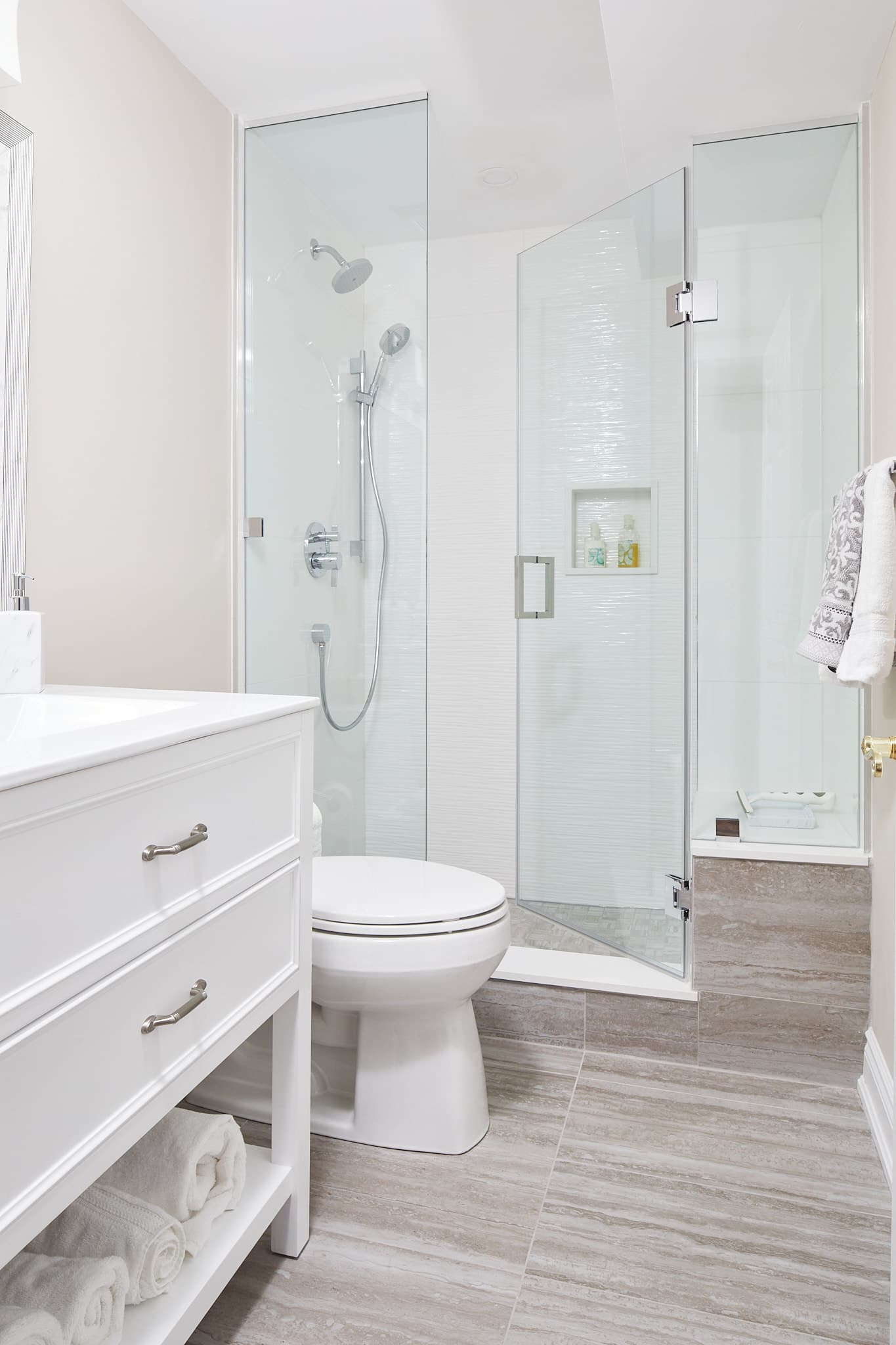 Custom vanity and mirror by Harbour Kitchens