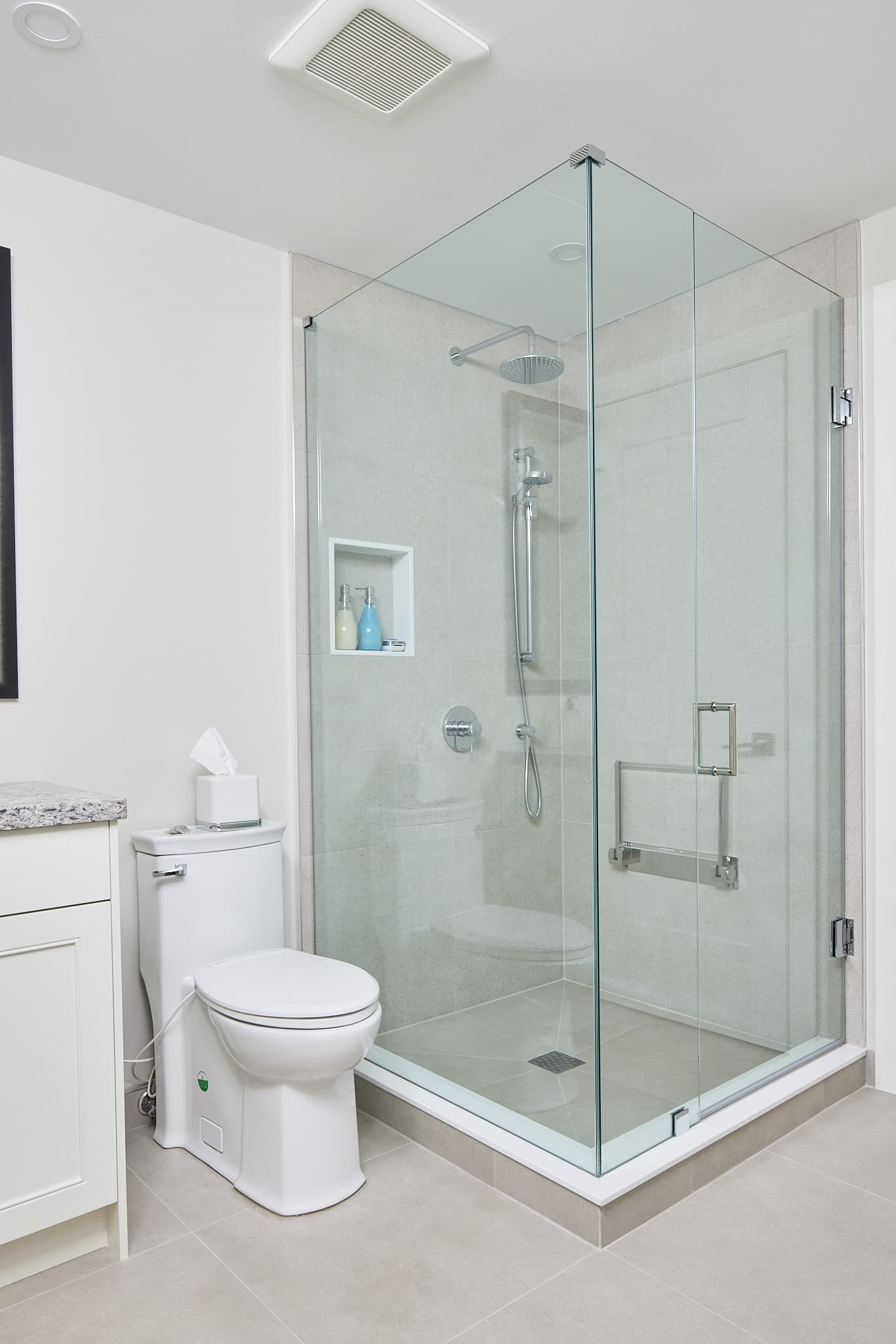 Custom vanity and tilework by Harbour Kitchens